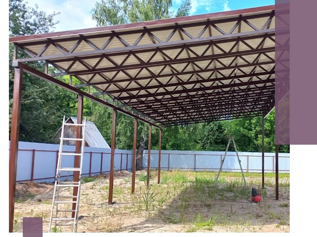 Односкатные навесы под ключ в Северске — изготовление и монтаж