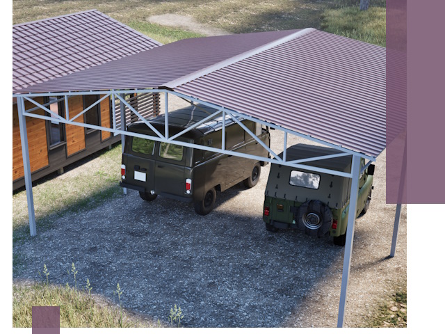 Двускатные навесы под ключ в Северске — изготовление и монтаж